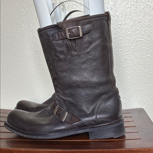 John Varvatos Rich Brown Leather Buckle Boots NWOT - Picture 4 of 6